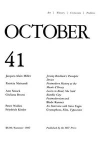 October, Number 41, Summer 1987 by Douglas Crimp and Joan Copjec (editors) Annette Michelson - Paperback - First Edition - 1987 - from KULTURAs books (SKU: 12301)