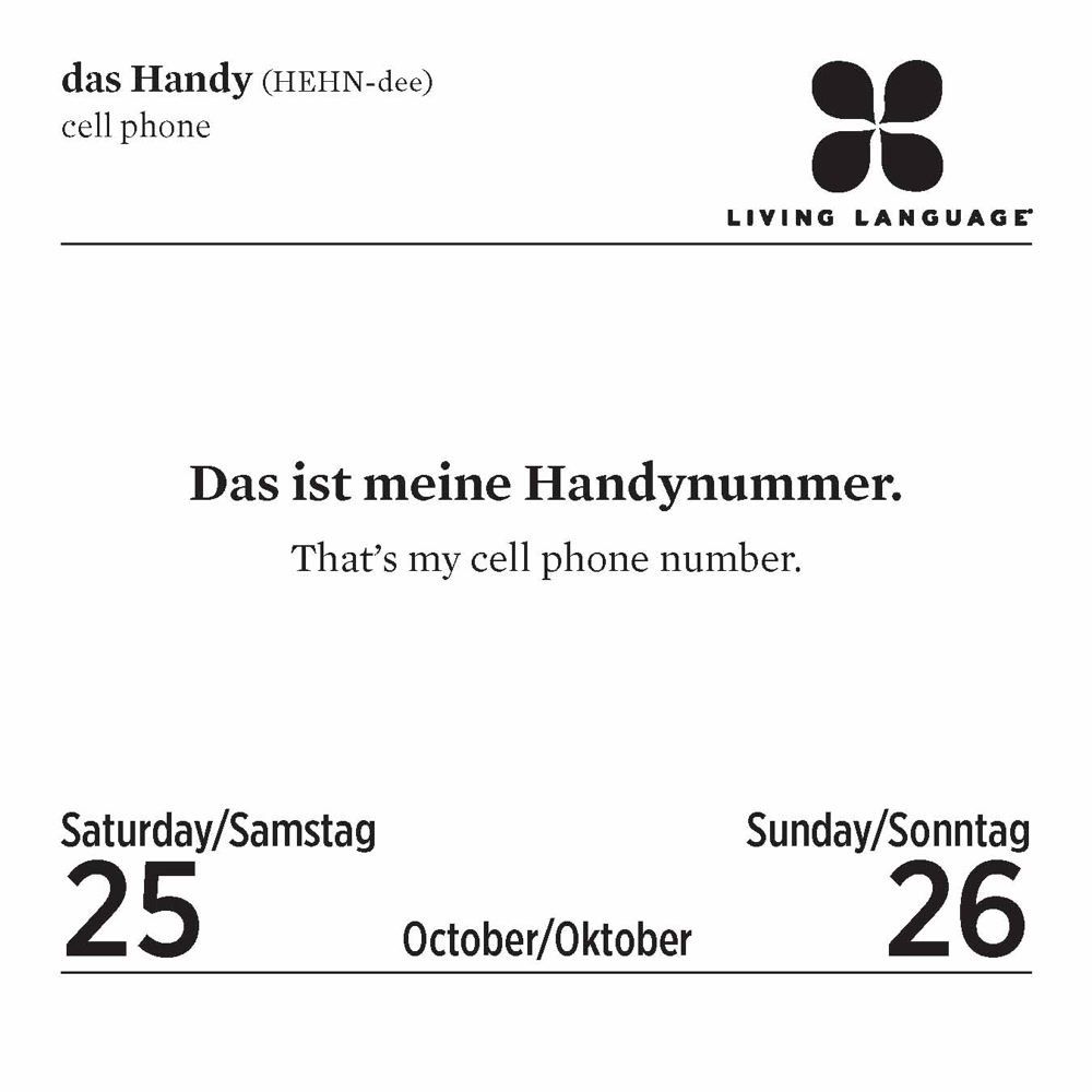 Living Language: German 2014 Day-to-Day Calendar: Daily Phrase & Culture  Calendar (Living Language (Calendars)) by Random House Direct - from  BookHolders (SKU: 5787486)