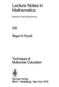 Techniques of Multivariate Calculation by Farrell, Roger H - 1976