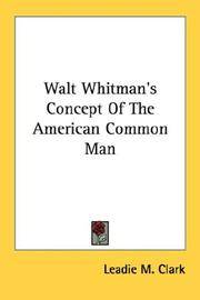 cover of Walt Whitman's Concept Of The American Common Man