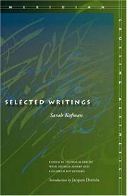 Selected Writings: Sarah Kofman (Meridian: Crossing Aesthetics)