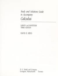 Study and Solutions Guide for Calculus