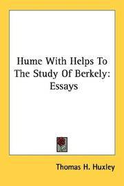 cover of Hume With Helps To The Study Of Berkely: Essays