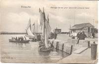 Passengers Board the Ferry to Beauville at Lowtide on 1920s-30s Postcard de V.P. Paris # 14 - ca 1920s-30s