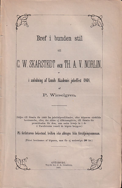 Bref i bunden stil till C.W. Skarstedt och TH.…