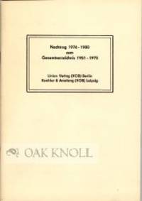 NACHTRAG 1976-1980 ZUM GESAMTVERZEICHNIS 1951-1975