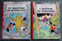 LES AVENTURES DE JO, ZETTE ET JOCKO.  LE RAYON DU MYSTERE. EPISODE 1. LE &quot;MANITOBA&quot; NE REPOND PLUS.  EPISODE 2. L&#039;ERUPTION DU KARAMAKO.  2 BOOKS IN TOTAL. de Herge.  (Georges Prosper Remi.) - 1952