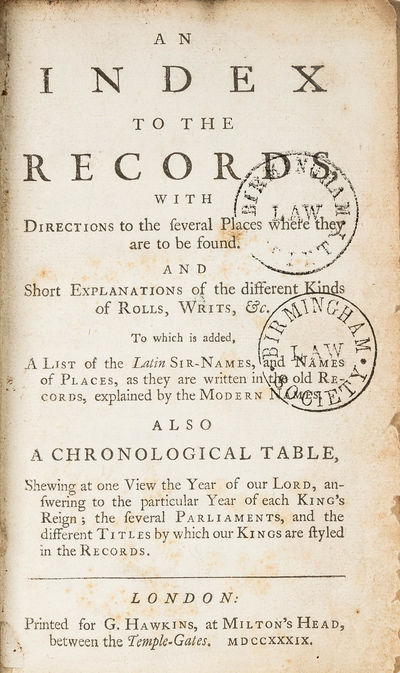 An Index to the Records With Directions to the Several Places where..