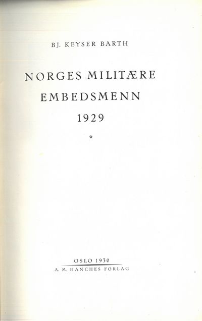 Norges militære embedsmenn 1929.
