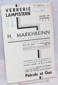 Verrerie Lampisterie H. Markhbeinn-Maison Francaise-; Edition 179, 15 Septembre 1936