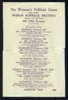 The Women’s Political Union will hold Woman Suffrage Meetings daily at 4:30 P.M. 663 Fifth Avenue (circa 1915)