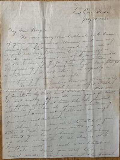 Autograph Letter Signed, Lost River, Alaska, July 12, 1920 to Percy