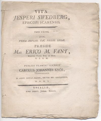 Vita Jesperi Swedberg, episcopi Scarensis. I. A.a.