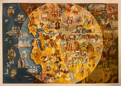 San Francisco: American Trust Company, 1954. Map. Birds eye view, Lithogravure. 14 7/8 x 21 1/4 inch...
