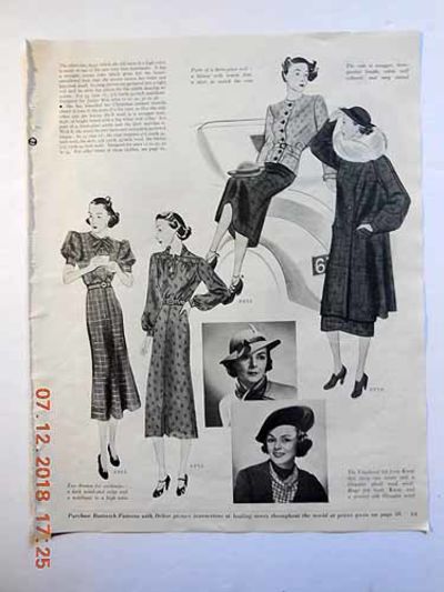 Article: Womens Fashion Illustrations 1930s, Weekend Dresses, Hats, Coat,  Blouise Vintage Drawings by Delineator Magazine editors | Magazine | 1936 |  Delineator Magazine | - Biblio