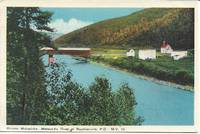 image of Matapedia River, Routhierville, Quebec, Canada on 1940s White Border Postcard