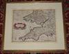 Original Hand Coloured Engraved Map “Cornubia, Devonia, Somersetus, Dorcestria,” Wiltonia, Gloucestria, Monumetha, Glamorgan, Caermarden, Penbrok, Cardigan, Tadnor, Breknoke, Herefordia, and Wigornia. “The Fifth Map of England.”