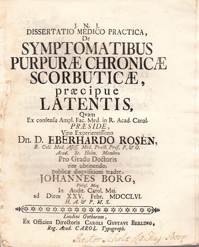 De symptomatibus purpuræ chronicæ scorbuticæ,…