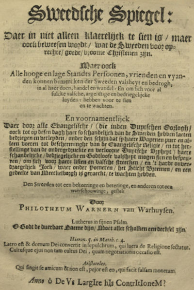 Sweedsche Spiegel: Daer in niet aleen klaerelijck…