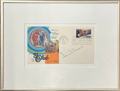 1974. framed. near fine. First Day Cover honoring the second manned Skylab mission with crew Alan Be...