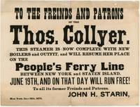 Broadside Announcing Relaunch of Thomas Collyer, People's Ferry Line
