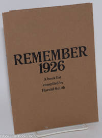 cover of Remember 1926. A book list compiled by Harold Smith