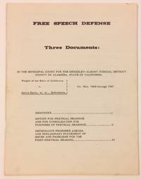 Free Speech Defense: Three Documents. Demurrer; Motion For Pretrial Hearings And For Consolidation For Purposes Of Pretrial Hearings; Defendants Proposed Agenda And Preliminary Statement Of Issues And Problems For The First Pretrial Hearing - 