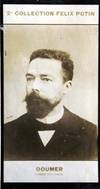 Photographie de la collection Félix Potin (4 x 7,5 cm) représentant : Paul Doumer, homme politique. Début XXe. Vers 1900.