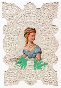 With Sincere Affection" -- 8vo Valentine with Victorian Scrap Depicting Young Blonde Woman