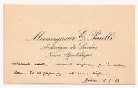 image of Inscribed but unsigned Visiting Card as Papal Nuncio to Berlin, (1876-1958, Eugenio Pacelli, from 1939 Pope)