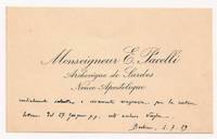 Inscribed but unsigned Visiting Card as Papal Nuncio to Berlin, (1876-1958, Eugenio Pacelli, from 1939 Pope) by PIUS XII