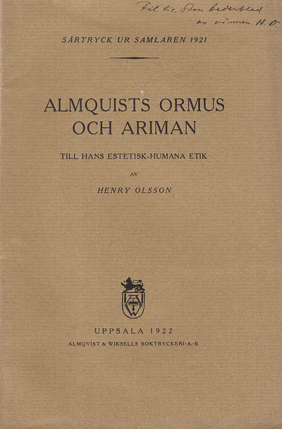 Almquists Ormus och Ariman. Till hans…