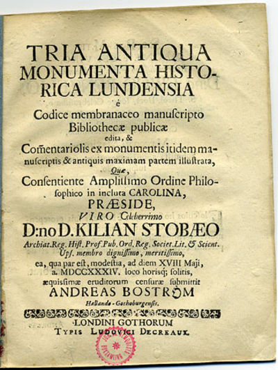 Tria antiqua monumenta historica Lundensia é…