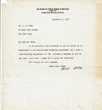 TYPED LETTER SIGNED by the influential German-American philosopher FELIX ADLER in reply to an invitation by James B. Pond to join his reception committee for Maeterlinck's first American lecture.