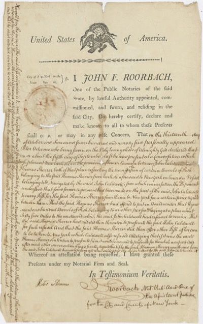 Manuscript legal settlement of a dispute over a delivery of fish