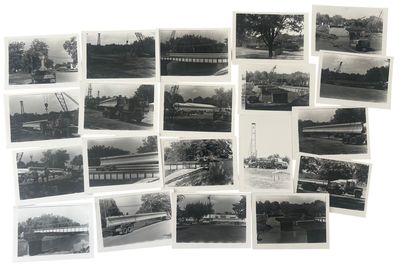 Bridge Construction Photo Archive Showing Manual Labor, Beam Hauling, Drilling, and Crane Work, Before Protective Saftey 20 Photographs circa, 1960s-1970s