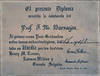 El presente Diploma acredita la asistencia de; Prof. J. M. Barragan, Al primer curso Post-Graduados sobre temas endocrinologicas . . .