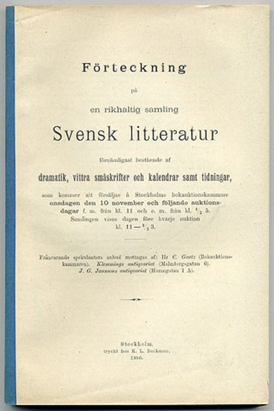 Förteckning på en rikhaltig samling svensk…