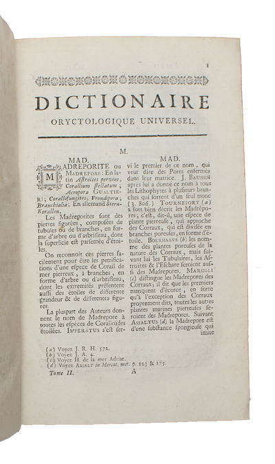 Dictionnaire Universel des fossiles propres et des fossiles accidentels, contenant une description des terres, des sables, des sels, des soufres, des bitumes (...). 2 vols. - [IMPORTANT WORK ON ORYCTOLOGY] (photo 3)