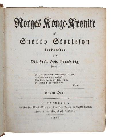 Norges Konge=Krønike. Fordansket ved Nik. Fred. Sev. Grundtvig. 1.-3. deel. (photo 6)
