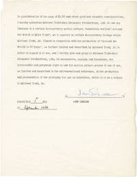 cover of Production contract for "Around the World of Mike Todd," signed by John Gielgud