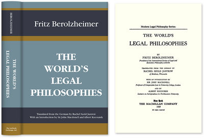 The World's Legal Philosophies. Translated by Rachel Szold. With..
