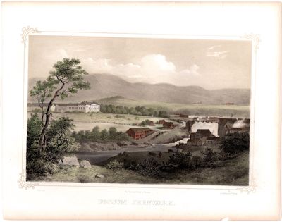 Litografi av “Fossum Jernværk”. Efter A. W.…