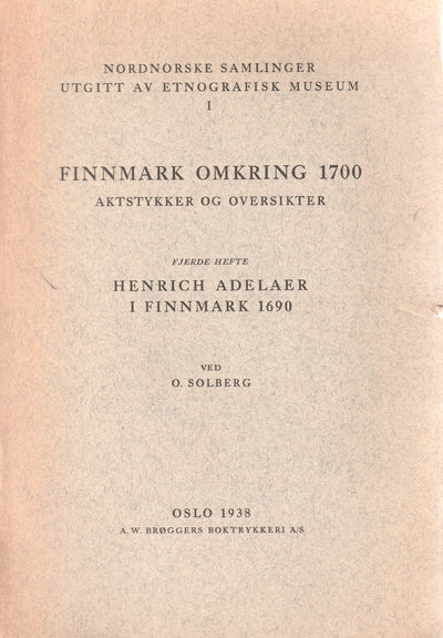 Finnmark omkring 1700.  Aktstykker og oversikter.…