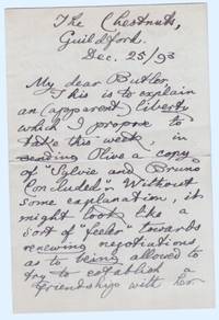 Fine long Autograph Letter Signed to Butler, the father of his young friend Olive Butler (Lewis,...