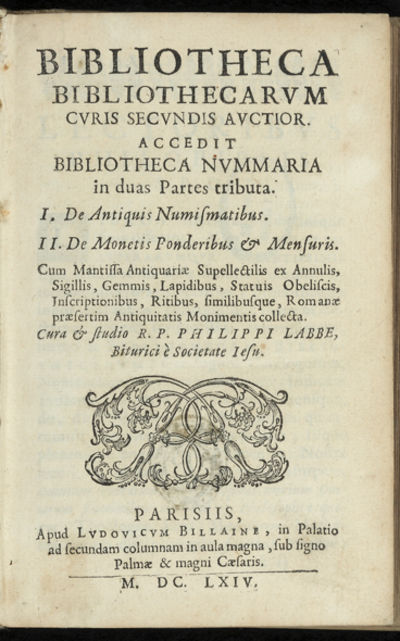 16 p.l., 394 (i.e. 392) pp. 8vo, cont. vellum over boards (minor browning). Paris: L. Billaine, 1664...