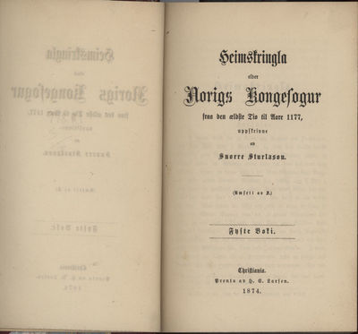 Heimskringla elder Norigs Kongesogur. fraa den…