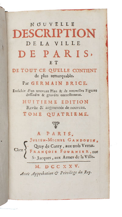 Nouvelle description de la ville de Paris et de tout ce qu’elle contient de plus remarquable. 4 vols. - [THE MOST POPULAR TRAVEL GUIDE TO PARIS] (photo 4)