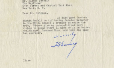 Composer Igor Stravinsky Tells a Prominent Pianist He Will Write a Trio if Eugene McCarthy is Elected President in 1968