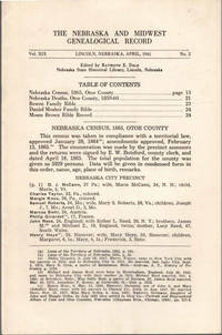 The Nebraska and Midwest Genealogical Record Vol. XIX, No. 2, April 1941